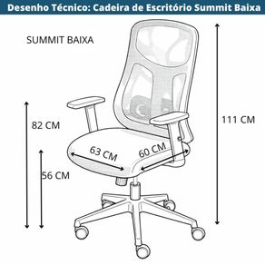 Desenho Tecnico Cadeira de Escritorio Summit Baixa